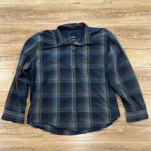 PRANA Men's Blue Plaid Shirt in Excellent Condition - Picture 1 of 6